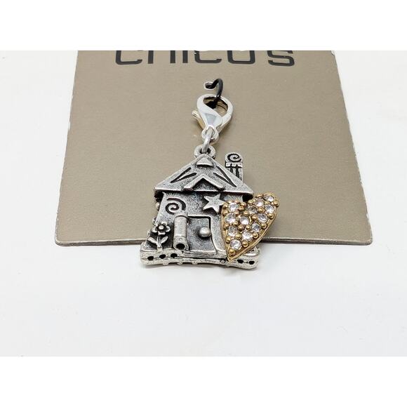 Charming by Chico's Charm Silver Gold Tone House Heart Whimsical Zipper Pull New - Picture 2 of 4